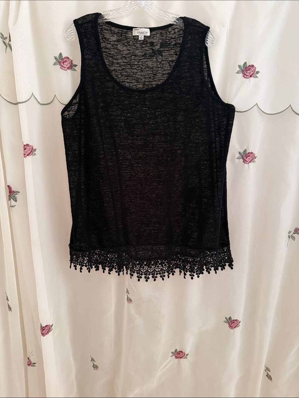 Symmetry Black Crochet-Hem Sleeveless Swimsuit Coverup
